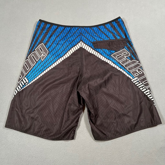 Billabong Board Shorts Swim Trunks Striped Black Blue Sz 36 Y2K‎ 2000s Surf Logo - Picture 1 of 7
